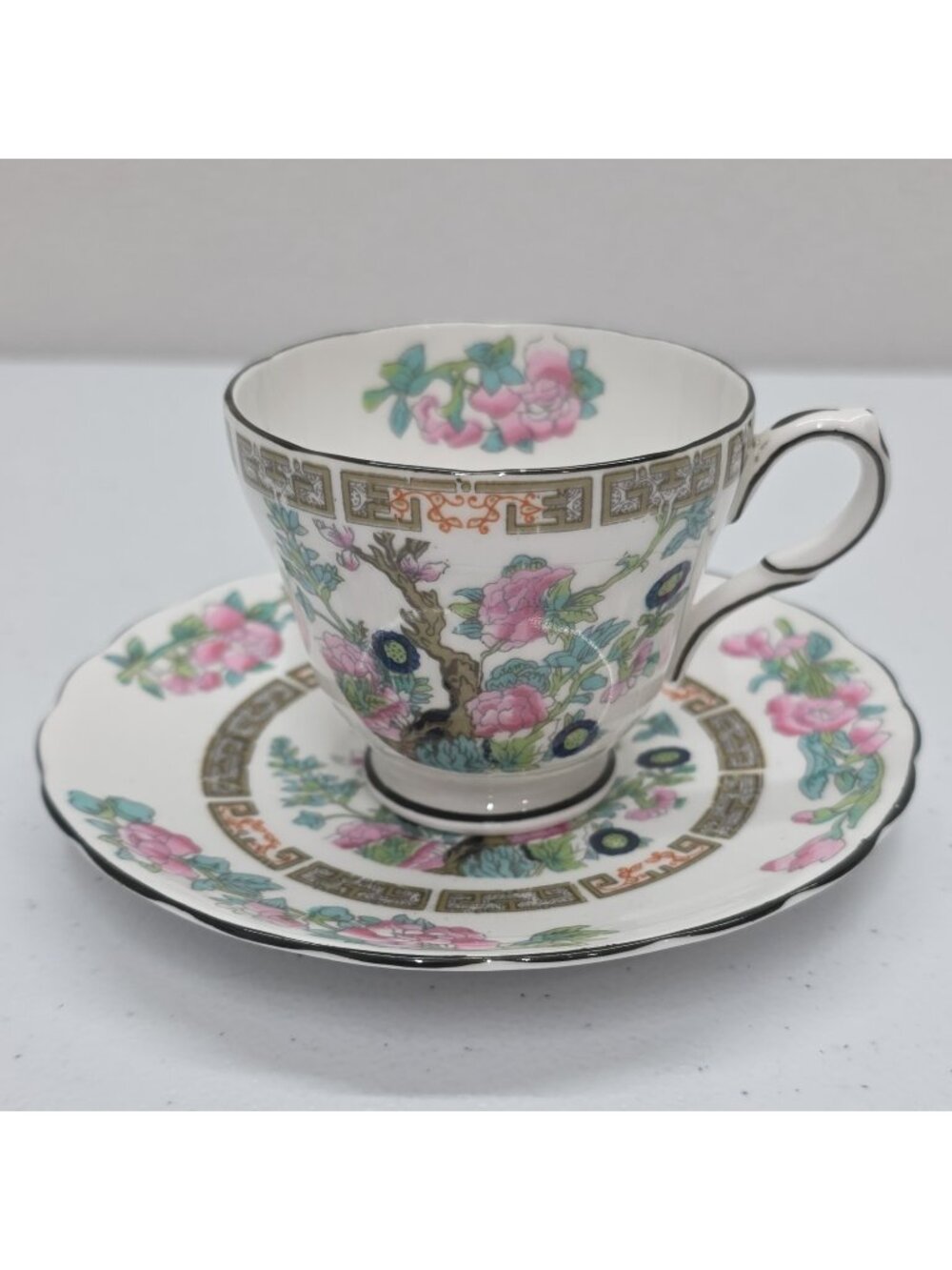 Grosvenor Bone China Indian Tree Demitasse Cup & Saucer Set Made In England 50's